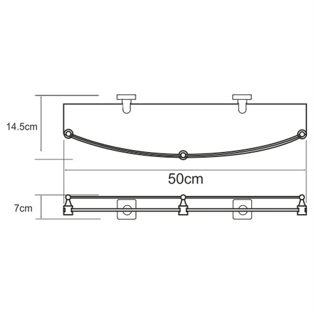 Полка стеклянная с бортиком WasserKRAFT Dill K-3944
