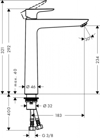 Смеситель для раковины HANSGROHE TALIS E 71717340