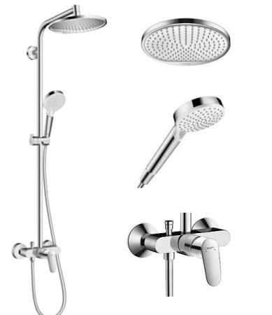 Душевая система с однорычажным смесителем Hansgrohe Crometta S 240 1jet Showerpipe 27269000 хром