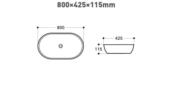 Раковина керамическая накладная (80x42) Art&Max AM2400