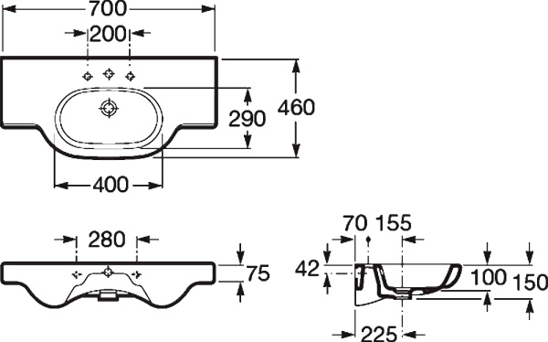 Раковина подвесная (70x46) Roca Meridian  327240000