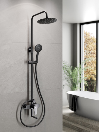 Душевая система смеситель с изливом Agger Brilliant A0393344 черный