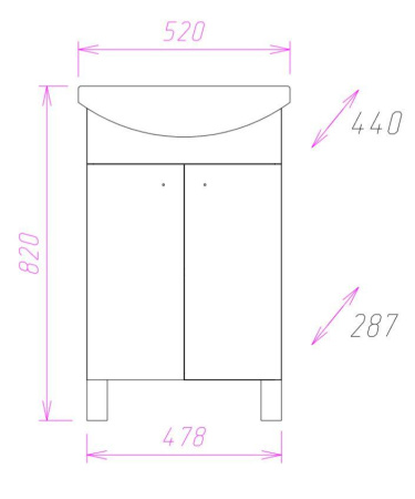 Тумба под раковину напольная Onika Крит 52 105206