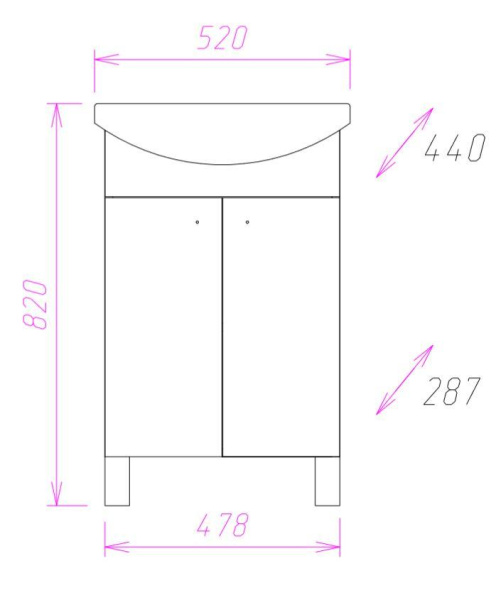 Тумба под раковину напольная Onika Крит 52 105206