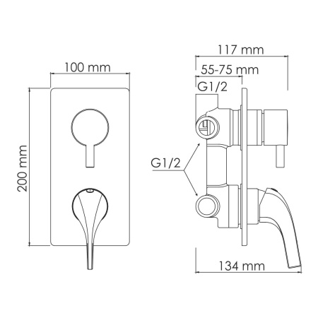 Смеситель для ванны WasserKRAFT Sauer 7171
