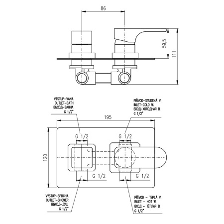Смеситель встариваемый для ванны Rav Slezak Yukon YU186KCB
