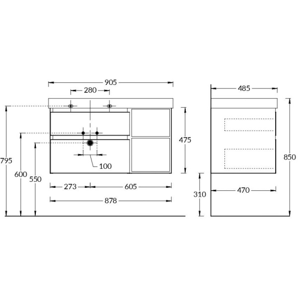 Тумба под раковину Kerama Marazzi Cubo 90 CU.90lh\WHT