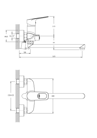 Смеситель для ванны с длинным поворотным изливом RUSH Edge ED7735-51