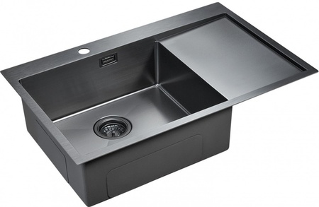 Кухонная мойка Paulmark Elde PM807851-GML вороненая сталь левая