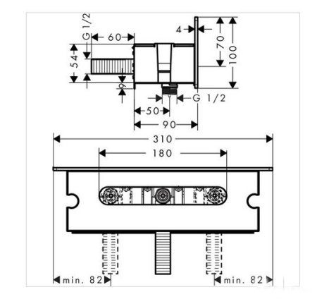 Подключение для душевого шланга с держателем Hansgrohe FixFit Porter 300 26456400 белый/хром