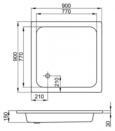 Душевой поддон (90х90) Bette 5900-000