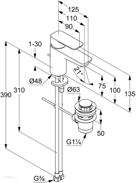 Смеситель для раковины Kludi Pure&Style 403880575WR4