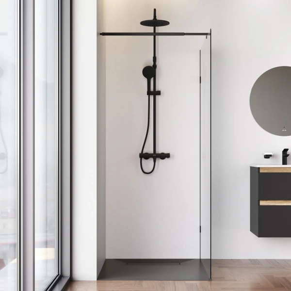 Душевая перегородка 100 см Am.Pm X-Joy W94WI-100-F1-BTE черный матовый