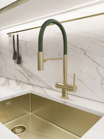 Смеситель для кухни EMAR ЕС - 7024GRN PVD Golden