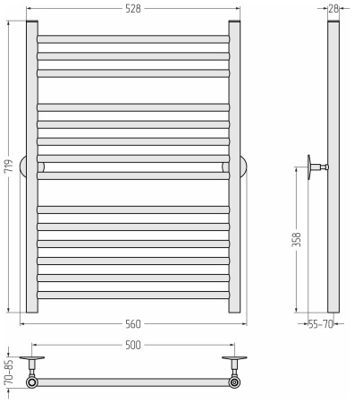 Полотенцесушитель водяной Стилье Универсал-53 (800х500) 00653-8050