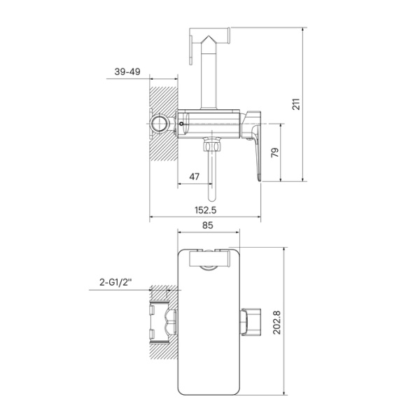 Смеситель с гигиеническим душем встраиваемый полка черный IDDIS Axes AXEBLSHi08 Смеситель с гигиеническим душем встраиваемый полка черный IDDIS Axes AXEBLSHi08