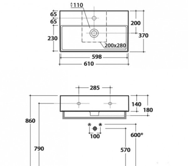 Раковина подвесная GLOBO Incantho IN061.BI*0