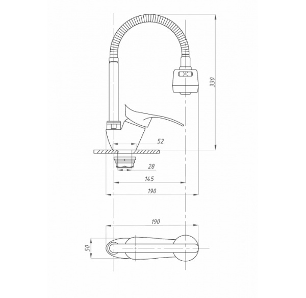 Смеситель для кухни FAUZT FZs-811-115 гибкий излив тип См-МОЦБА