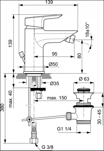 Смеситель для биде Ideal Standard Tesi A6579AA