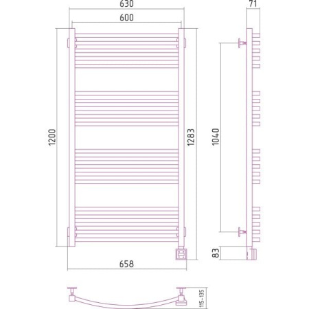 Полотенцесушитель электрический Сунержа Аркус 00-0533-1260