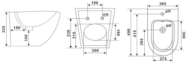 Биде подвесное Timo KULO TK-404 MB черный