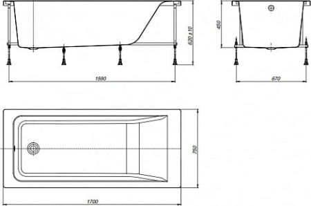 Акриловая ванна Roca Easy (170x75) ZRU9302899