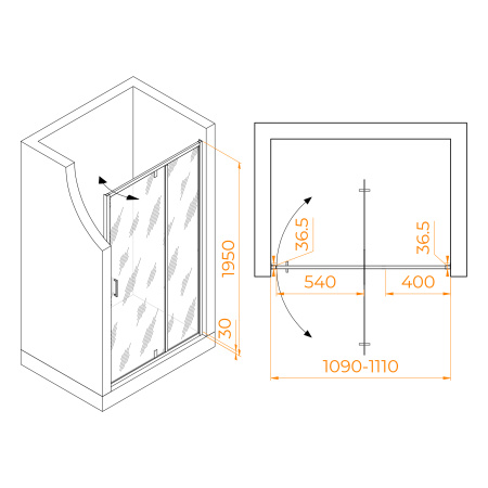 Душевая дверь 110 см RGW Leipzig LE-103B 711210311-14 прозрачное
