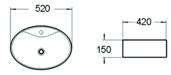 Раковина накладная (52х42) SantiLine SL-1072