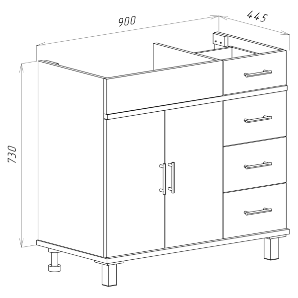 Тумба под раковину Misty Купер 90 левая П-Куп01090-0124ЯЛ