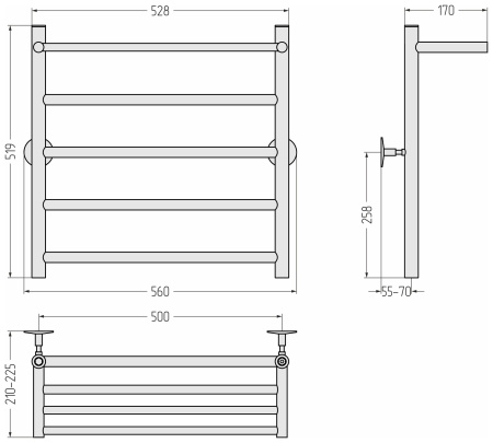 Полотенцесушитель водяной Стилье Универсал-54 (600х500) 00654-6050