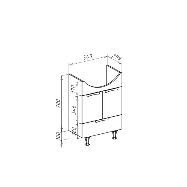 Тумба под раковину Bellezza Альфа 55 4638808070046