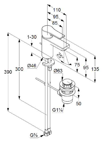 Смеситель для раковины Kludi Zenta SL 482630565