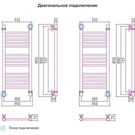 Полотенцесушитель водяной 800х300 Сунержа Богема 00-0102-8030