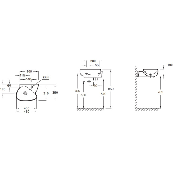Раковина накладная (45х36) Jacob Delafon Nouvelle Vague EGK112-00