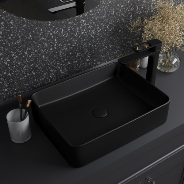 Умывальник накладной Iddis Slide, черный (SLIBM02i27)