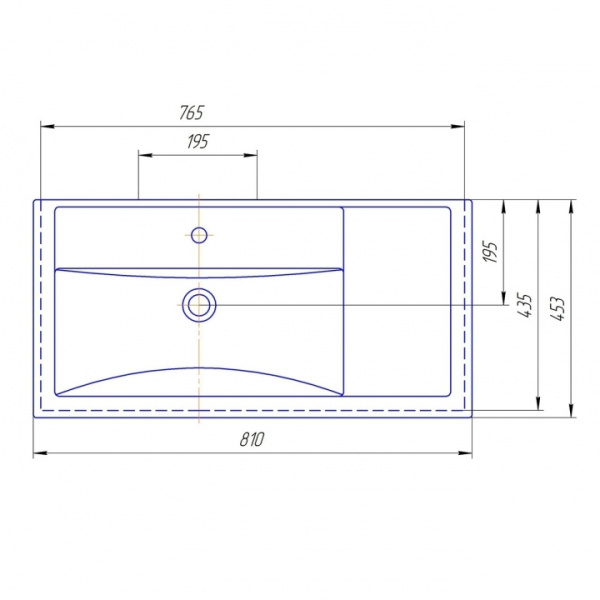 Раковина полувстраиваемая (81х45) СаНта Фостер80П