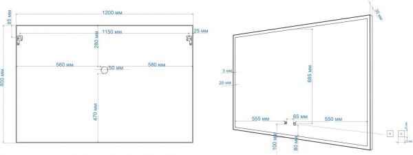Зеркало с подсветкой Art&Max AREZZO AM-Are-1200-800-DS-FC-H-Nero