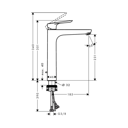 Смеситель для раковины с донным клапаном Hansgrohe Logis E 71162000 хром