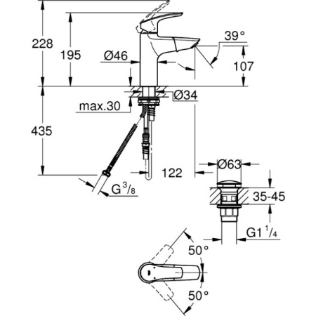Смеситель для раковины с выдвижной лейкой Grohe Eurosmart 23976 003 (23976003) хром 
