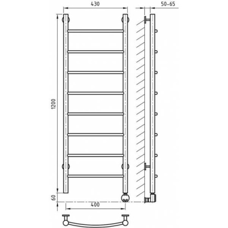 Полотенцесушитель ArtofSpace CLASSICAL EACL4001200ChromeRS
