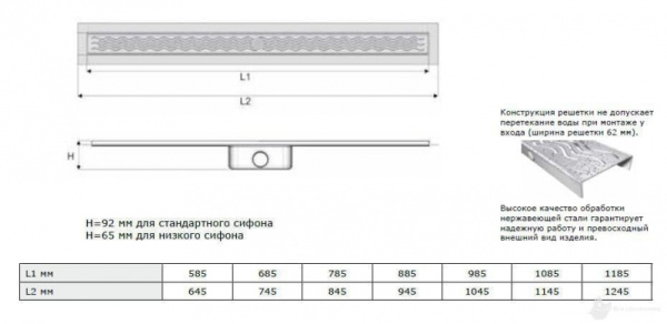 Линейный трап ACO ShowerDrain C-line 408717