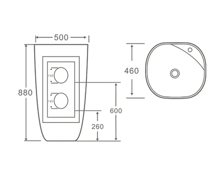 Раковина напольная (50х46) SantiLine SL-4018