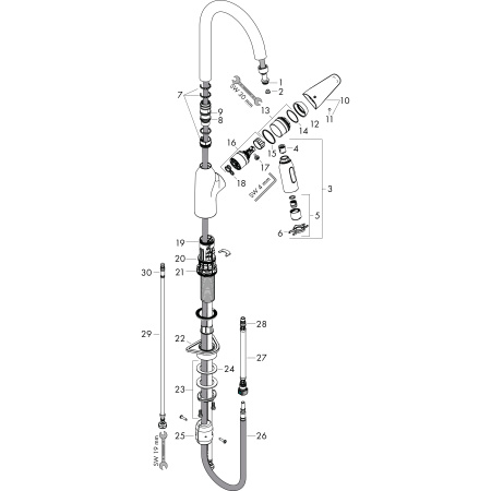 Смеситель для кухни с выдвижным изливом Hansgrohe Focus M42 71801000 хром