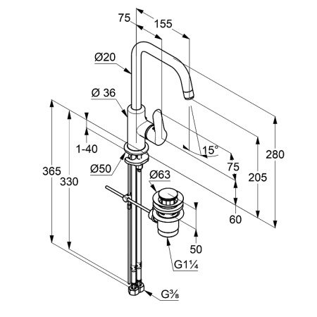 Смеситель для раковины Kludi Objekta 320230575