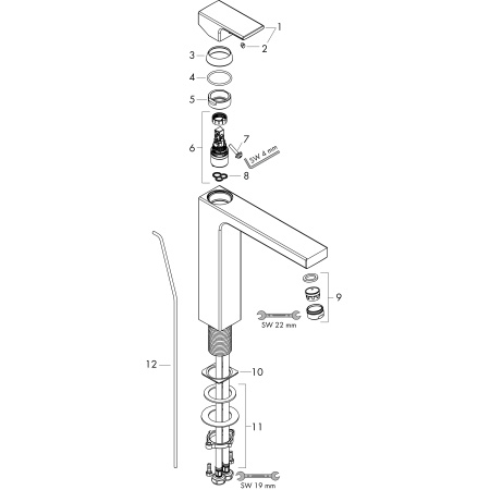 Смеситель для раковины без донного клапана Hansgrohe Vernis Shape 71591670 черный матовый
