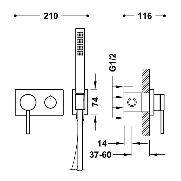 Смеситель для душа Tres 3V 21027391NM Смеситель для душа Tres 3V 21027391NM
