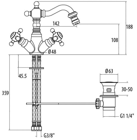 Смеситель для биде Gattoni Vivaldi 1235012D0oro