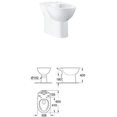 Унитаз напольный безободковый Grohe Bau Ceramic 39349 000 (39349000)