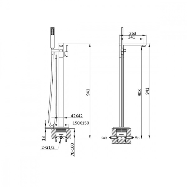 Смеситель для ванны Vincea VTF-101CH