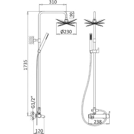 Душевая система Cezares CZR-B-CVD2-ST
